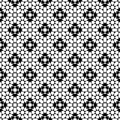 Seamless geometric pattern in arabic style Zellij in black and white