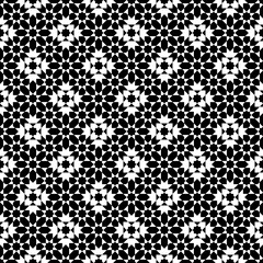 Seamless geometric pattern in arabic style Zellij in black and white