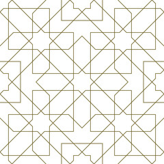 Seamless geometric ornament based on traditional arabic art.Brown color lines.Great design for fabric,textile,cover,wrapping paper,background.Fine lines.