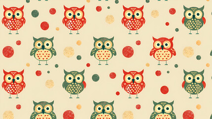 Fototapeta premium Vibrant Owlet Pattern Overflowing with Colorful Charm! Perfect for Backgrounds, Prints