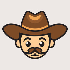 a farmer man head logo, the smallest flat vector logo,, with no realistic photo details, vector illustration kawaii