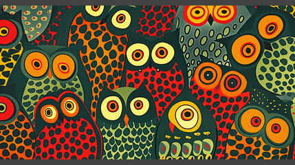 Vibrant Owlet Pattern Overflowing with Colorful Charm! Perfect for Backgrounds, Prints
