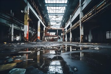 Urban Exploration: A gritty shot of an abandoned building or industrial site, showcasing the beauty in decay and the allure of urban exploration.

 - obrazy, fototapety, plakaty