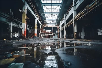 Fotobehang Urban Exploration: A gritty shot of an abandoned building or industrial site, showcasing the beauty in decay and the allure of urban exploration.   © Tachfine Art