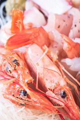 Close up of fresh sweet shrimp sashimi 