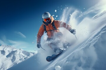 Dynamic Snowy Slopes: Action shots of winter sports like skiing or snowboarding, capturing the energy and thrill of snowy adventures.

