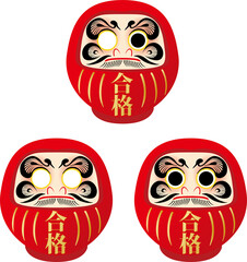 達磨　目入れ　セット　アイコン　あしらい　飾り　受験　だるま　合格　シンプル　イラスト素材　赤