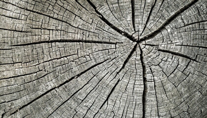 Fototapeta premium Detailed black and white texture of a felled tree trunk or stump, capturing the warmth and depth of gray cut wood