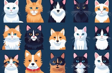 Obraz na płótnie Canvas set of cats