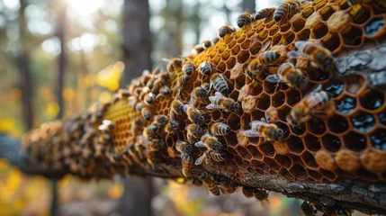 Fotobehang bee hive on a tree © Dushan