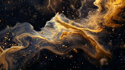 An abstract visualization featuring golden swirls with sparkling particles, evoking the majestic...