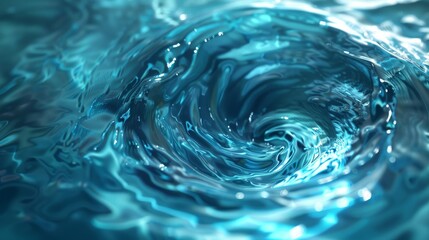 This image captures the captivating beauty of a swirling vortex in shades of blue, creating a hypnotic water spiral that draws the eye inward.