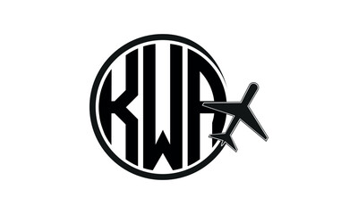 KWA three initial letter circle tour & travel agency logo design vector template. hajj Umrah agency, abstract, wordmark, business, monogram, minimalist, brand, company, flat, tourism agency, tourist - obrazy, fototapety, plakaty