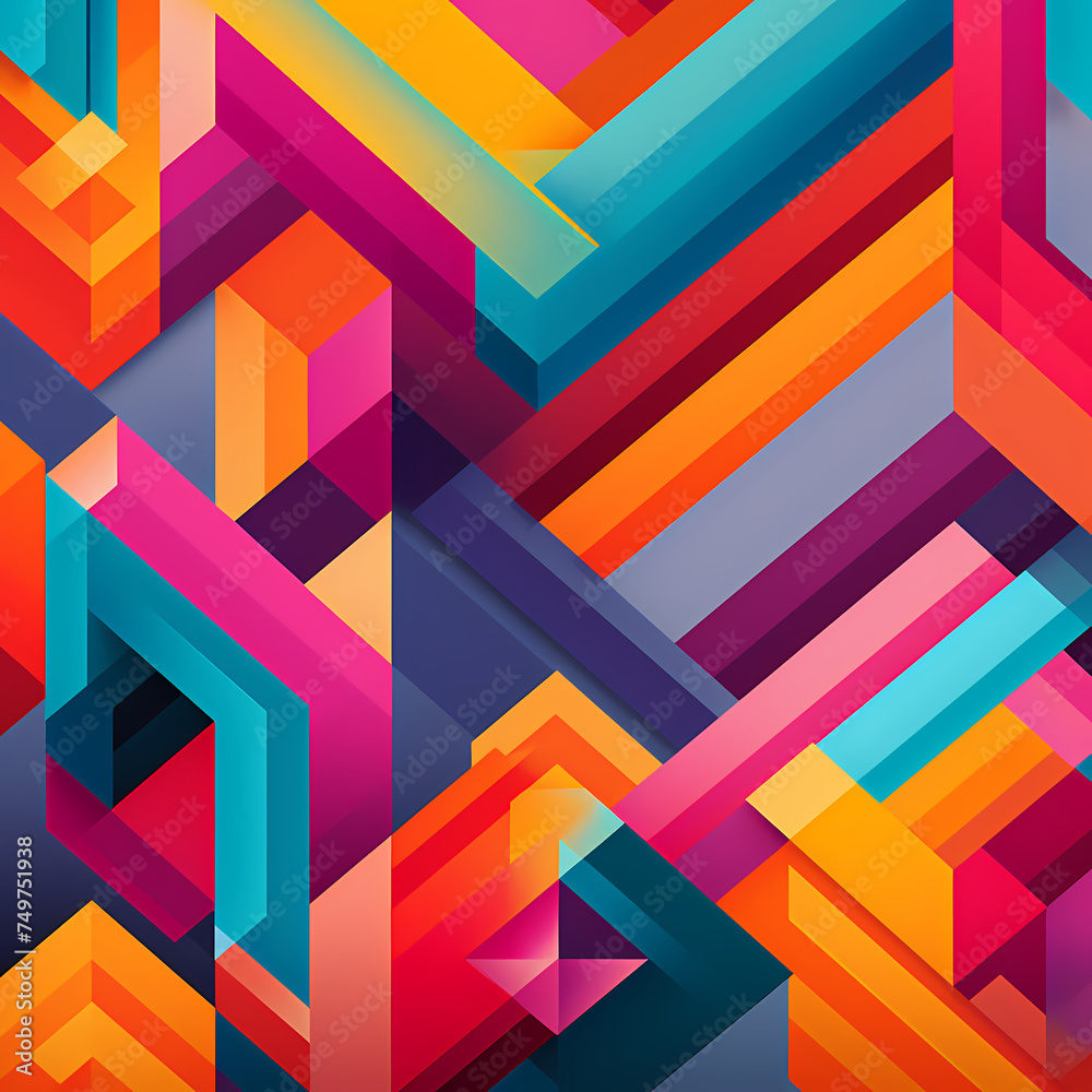 Poster Abstract geometric patterns in vibrant colors.