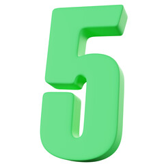 3D green number five