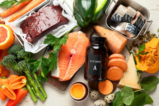 Set of high in vitamin A. Concept of healthy.