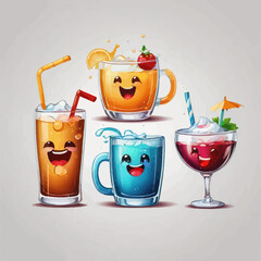 Cute Drink Cartoon Design Very Cool