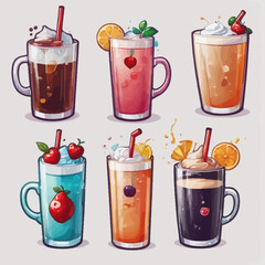 Cute Drink Cartoon Design Very Cool