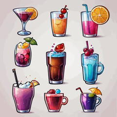 Cute Drink Cartoon Design Very Cool
