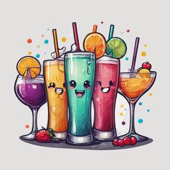 Cute Drink Cartoon Design Very Cool