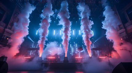 Obraz premium dark stage with lights and smoke. The lighting is coming from various sources