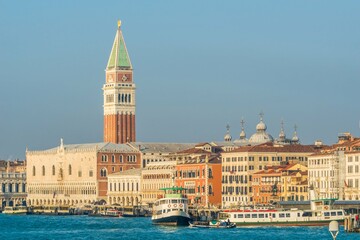 Doge's Palace and Campanile tower in Venice, Italy