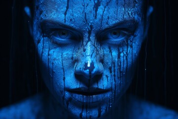 Fototapeta premium 青い顔の人,Generative AI AI画像