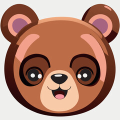 funny and cute bear face, vector illustration kawaii