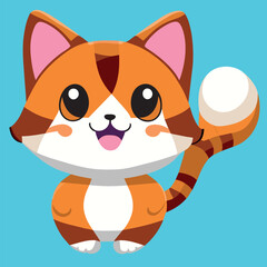 a full body cute cat, no background, vector illustration kawaii