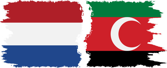 Darfur and Netherlands grunge flags connection vector