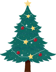 Christmas tree drawn with chalk.