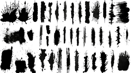 A set of brush stains and strokes on the transparent background - obrazy, fototapety, plakaty