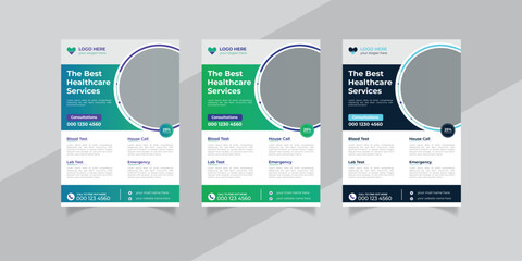 Medical healthcare flyer template design 