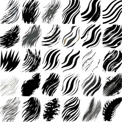 Brush strokes collection with transparent background