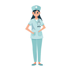 women doctor with a stethoscope isolated on white background