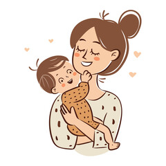 mother and baby happiness moment