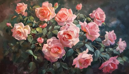 Obraz premium Pink roses illustration