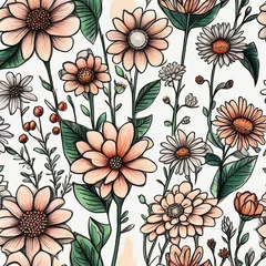 Fotobehang seamless pattern with flowers © Islam