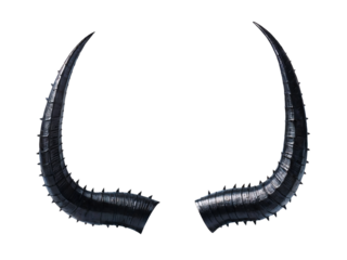 Devil horns with spikes, a pair of devil-black horns