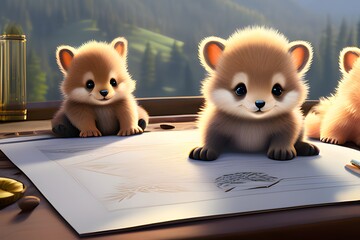 Happy baby animal. generative ai.