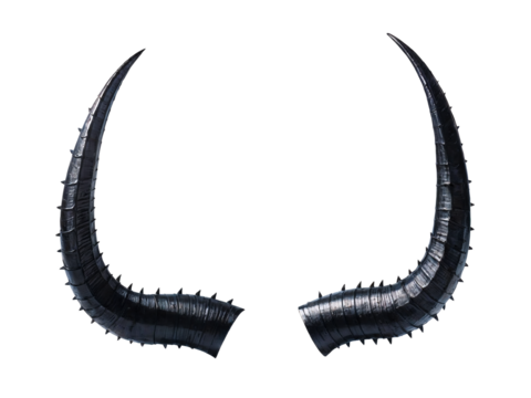 Devil horns with spikes, a pair of devil-black horns