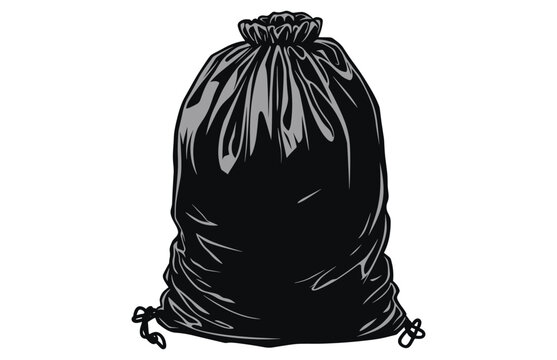 black trash bag, tied up, simple style clip art preview