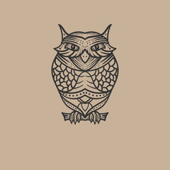 Whimsical Owl: A Graceful Encounter in Line Art