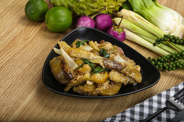 Roasted Thai eggplant with onion