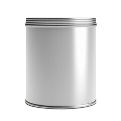 White metal tin can isolated on transparent background