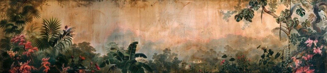 Obraz na płótnie Canvas Old painting tropical print
