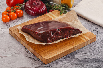 Raw beef liver for cooking
