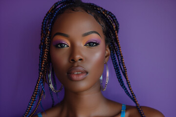 Confident Black Woman Purple Background 