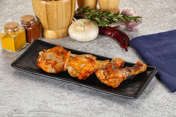 Raw marinated chicken drumstick for cooking