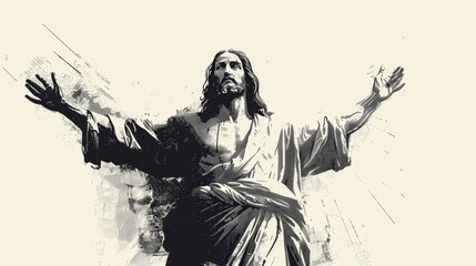 Jesus Christ. Abstract colorful Illustration. Digital painting.